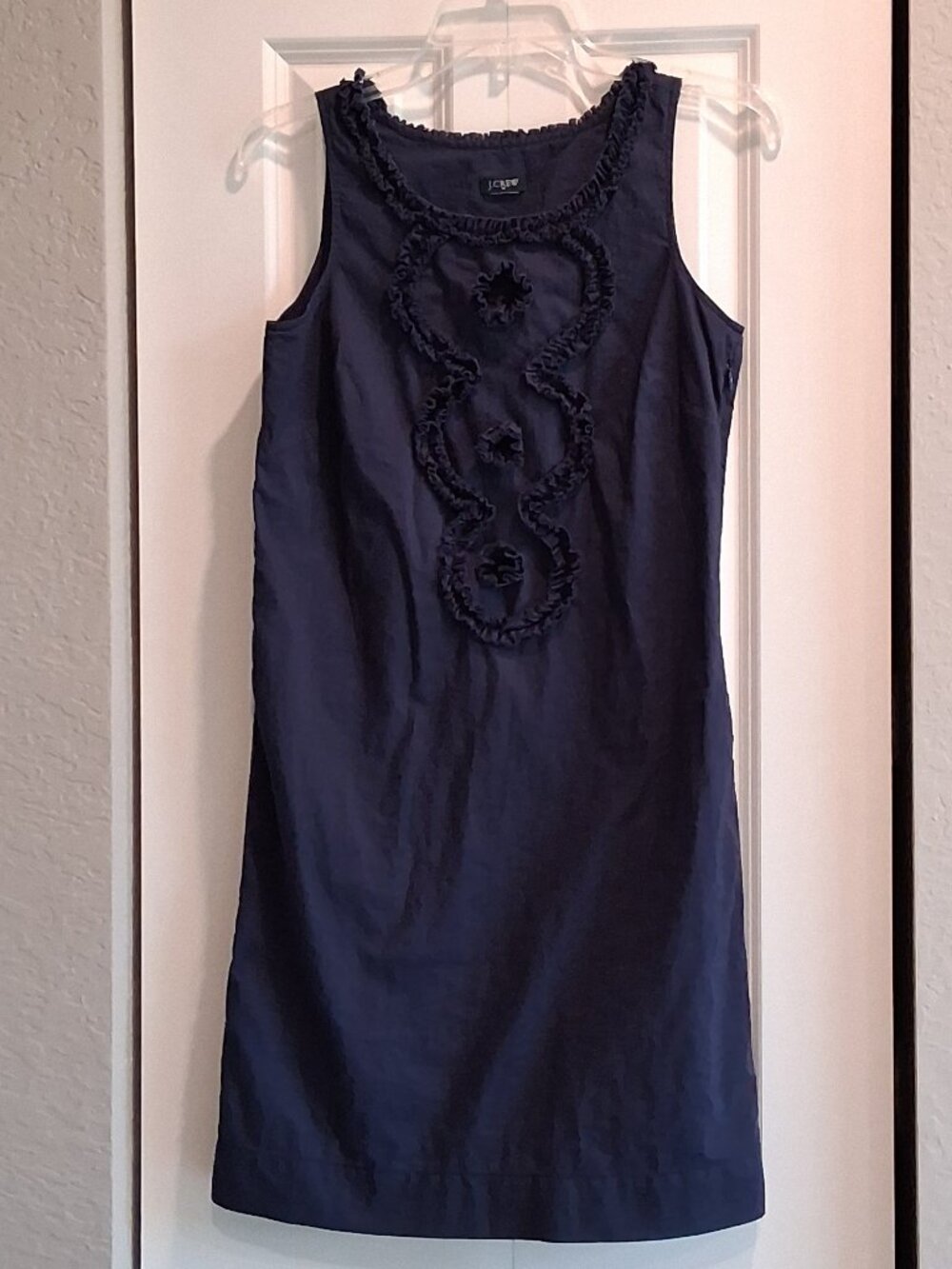 J. Crew Blue Sleeveless Ruffle Front Linen Blend Mini Dress Women's Size XXS